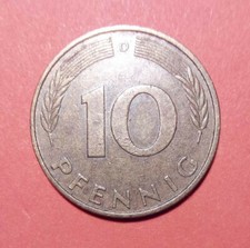Münze: 10 Pfennig, Bundesrepublik Deutschland 1989 D,Umlaufmünze Zust.siehe Foto