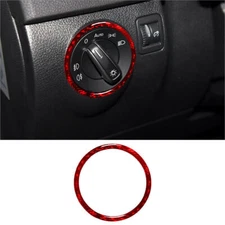 For Volkswagen Tiguan Red Carbon Fiber Car Interior Headlight Control Cover Trim