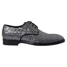 DOLCE & GABBANA Shoes Dress Silver Sequined Lace Up Men Derby EU39 / US6 $1100