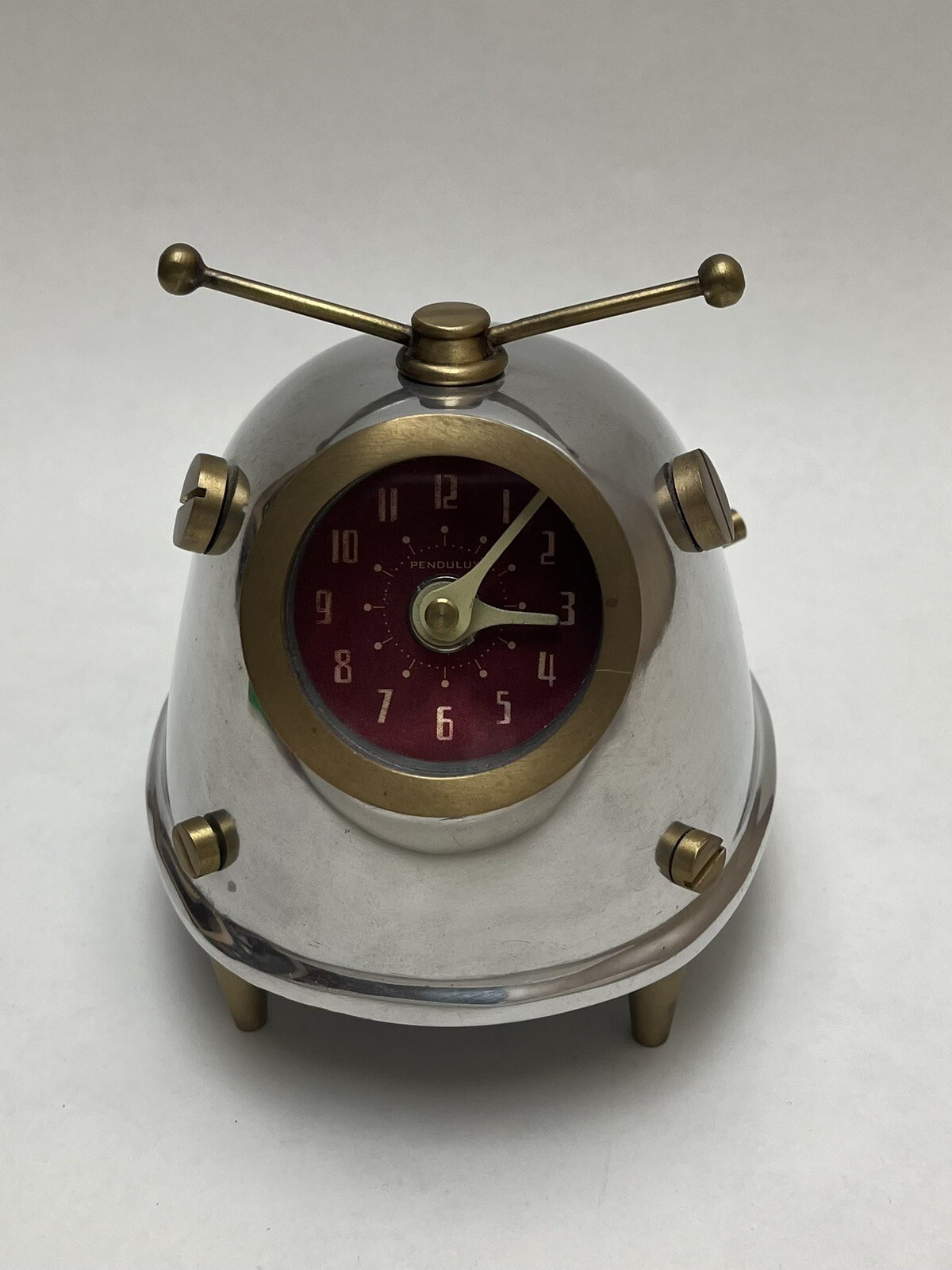 Used Pendulux Space Bug Table Clock Retro Atomic Raygun Age ~ Mars Red Dial