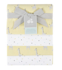 Giraffe Gerber Flannel Blankets Baby Boy or Girl Yellow Gray NEW Lot of 4