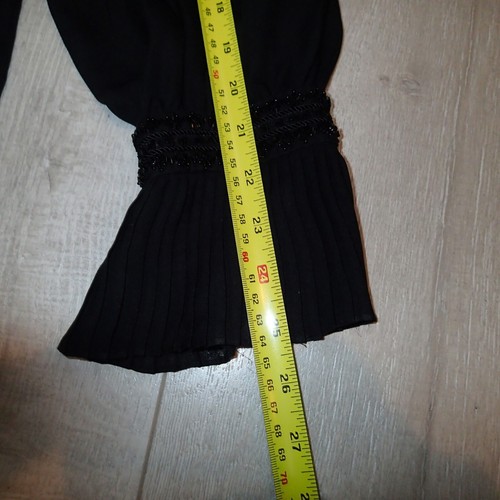 Oscar De La Renta silk blouse size 12 beads sequins pleated cuffs tie top - Picture 20 of 20