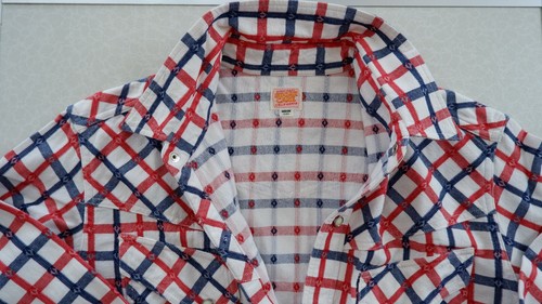 SUGAR CANE 15 California western red blue plaid work shirt medium - Picture 10 of 12