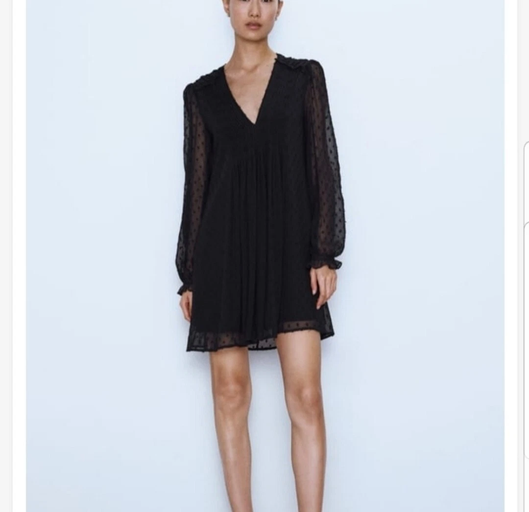 Zara black chiffon clearance dress