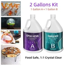 Fast Cure 1:1 Ultra Clear Epoxy Resin 2 Gallons AB Kit (1 Gallon A + 1 Gallon B)