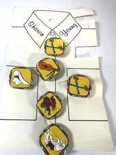 Vintage Button Covers Western Rodeo Hand painted Sharon Young