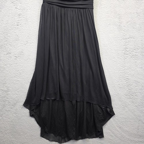 DB Studio Dress Womens XL 16 Whimsigoth Black Chiffon Hi Low Pleated Floral Prom - Picture 5 of 14