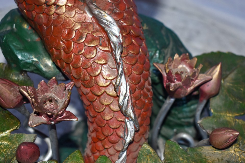 Mermaid Art Nude Holding a Shell Colored Bronze Statue Fountain 10" x 8" x 21"H | eBay