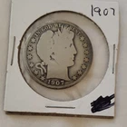1907 Barber Half Dollar 50C US Coin Circulated 0.9 Fine Silver  #286