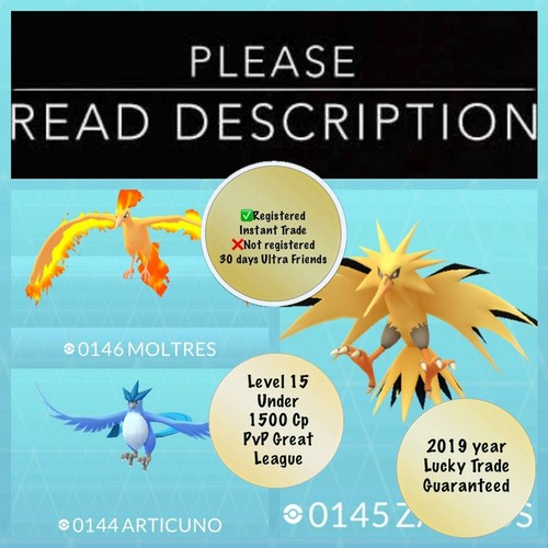 Legendary Pokemons 2019 Year Lucky Guaranteed PvP 1500 - Non Shiny - Pokemon Go