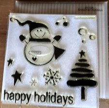 CTMH D1105 SNOWMAN HOLIDAYS  TREE, SNOWFLAKES, Happy Holidays