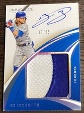 Bo Bichette 2020 Panini Immaculate Baseball Patch Auto PPA /25 Prospect