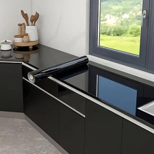 Black Gloss Self Adhesive Vinyl Wrap Kitchen Worktop Covering Cupboard Stickers