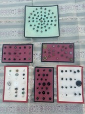 Lot Antique Vintage Buttons Victorian Glass Metal Salesman Sample Steel Cut Rare
