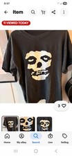 Misfits Adult Short Sleeve T-Shirt Size XL 46/48/Black White Skull Punk