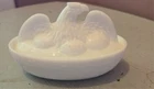 Flaccus Glass Co. Milk Glass The American Hen Eagle on A Dish Antique