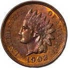 1902 Indian Head Cent 1c Uncirculated BU+ Cleaned & Toned