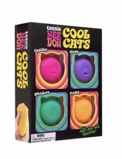 Schylling NeeDoh Teenie Cool Cats 4 Set Pack Squishy Stress Sensory Fidget Toy