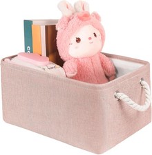 Storage Bins with Sturdy Cotton Handles 1 Pack , Fabric Storage Baskets for