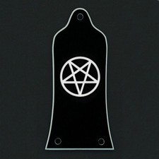 GUITAR TRUSS ROD COVER - Engraved - EPIPHONE EPI - PENTAGRAM 666 - BLACK WHITE
