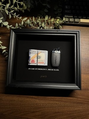 Im Notfall Lamborghini Schlüssel & Dollar Geldrahmen von FramedCash 25x20cm 