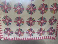 Handmade Queen Patchwork Quilt Dresden Plate Multicolor Cotton
