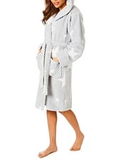 PRETTY SECRETS LADIES GREY STAR PRINT SUPERSOFT HOODED ROBE SIZE 16 - 18 778 