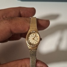 Bulova Women's Oval Gold Dial Quartz Bracelet Watch 17mm Dress Analog