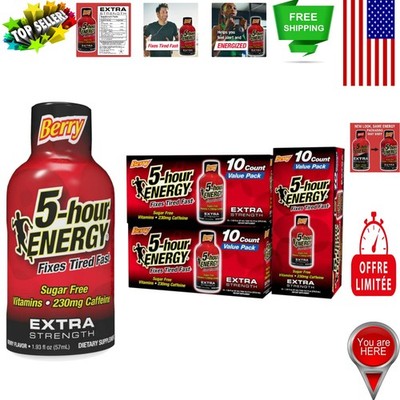 Berry Flavor Energy Shots: 30 Count, 230 mg Caffeine, Zero Calories Supplement