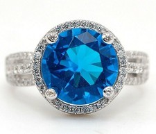 3CT Natural Blue Topaz  Topaz 925 Solid Sterling Silver Ring Jewelry Sz 9 NB3-3