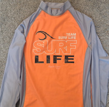 Surf Life Team Surf Life Orange Gray Long Sleeve Rash Guard Top Size S
