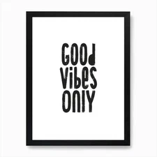 Good Vibes Only Pixy Group Art Prin Framed Wall Art Poster Canvas Print Picture
