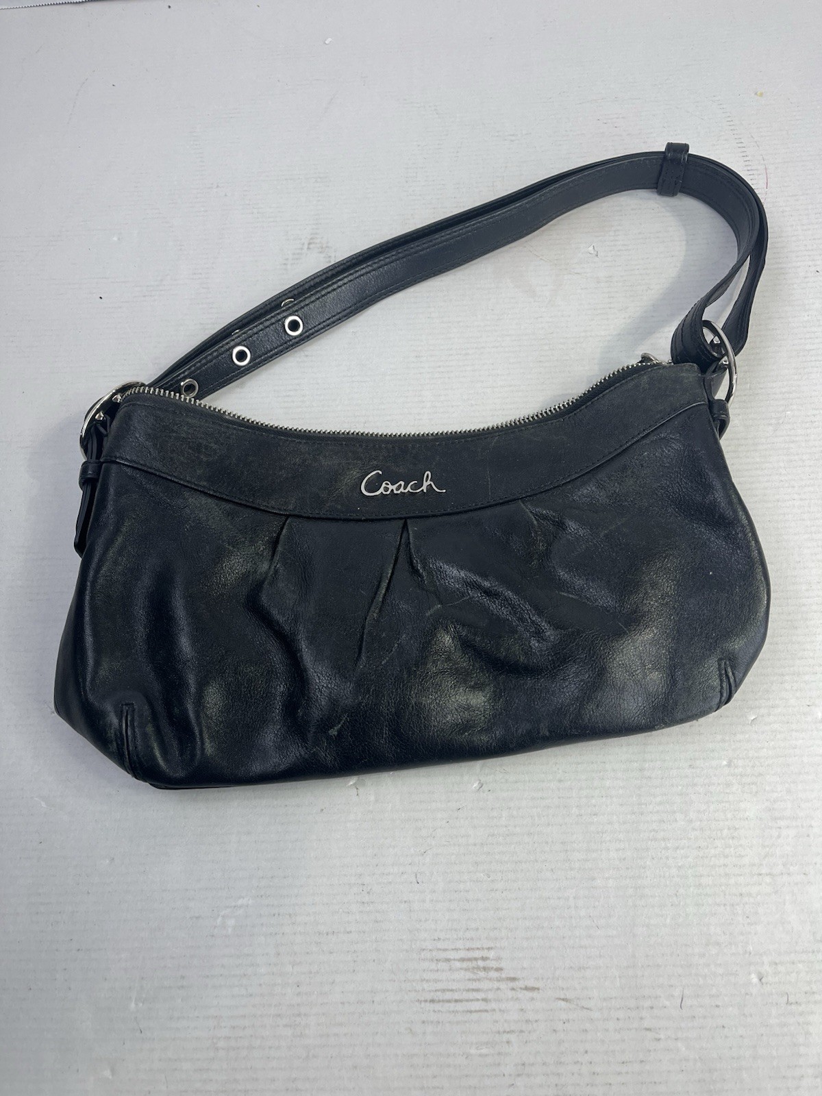 COACH  Black Leather ASHLEY Pleated Python Crossb… - image 1