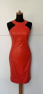 Damen PU Leder Kleid Party Club Festival Etuikleid Kleid 36 S  NEU Stretch