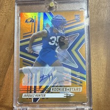 Panini 2025 Rookies & Stars Jarquez Hunter #136 Orange Signatures Auto /199 Rams