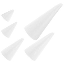 5 Pcs White Foam Cones Unfinished for Craft Cone Decorations Projects