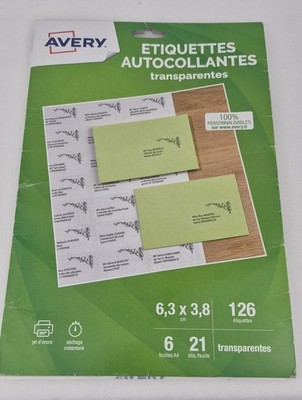 Avery transparente Etiketten 63,5x38,1 mm 126 Stück neu