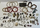 Lot of Vintage Costume Jewelry Bracelets, Earrings, Mixed Material