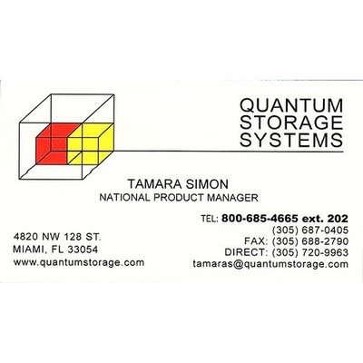 Quantum Storage Systems Tamara Simon Miami FL Vintage Business Card STK2-BC3-7
