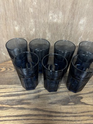 Libbey VTG Gibraltar Blue Paneled Duratuff Tumblers Glasses 6oz Set 7 Juice