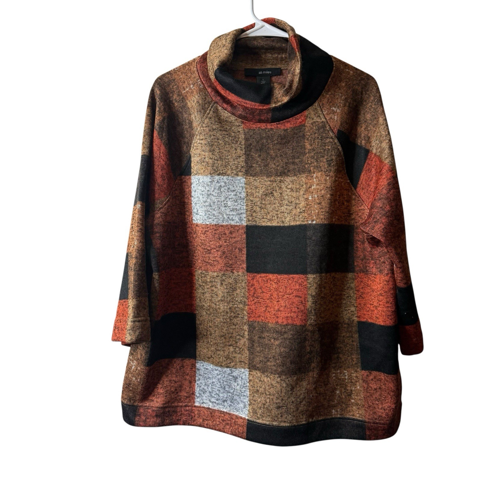 Ali Miles Multicolor Patchwork Cowlneck Pullover … - image 1