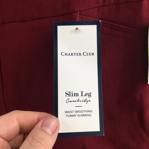 Pantalones Charter Club Cambridge de pierna ajustada para mujer 4 suéteres lisos borgoña tiro medio - Imagen 18 de 24