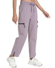 Quick Dry Lightweight Women's Hiking Cargo Pants with 5 Pockets Purple S