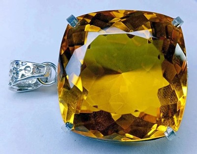 100 Ct EGL Certified Natural AA+ Brazilian Cushion Topaz Pendant Loose Gemstone