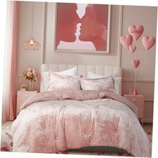 Juliette Luxe Comforter Set Velvet Lush with Soft Brushed King Blush Comforter