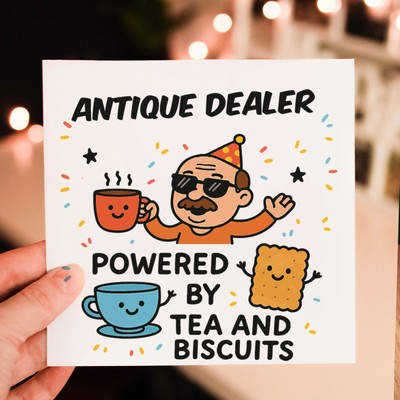 Lustige Tee & Kekskarte - ANTIKER HÄNDLER POWERED BY TEA & BISCUITS - Exklusiv
