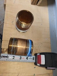 2 x Brass Nipple 2" NPT 3" Long, Threaded on Both Ends