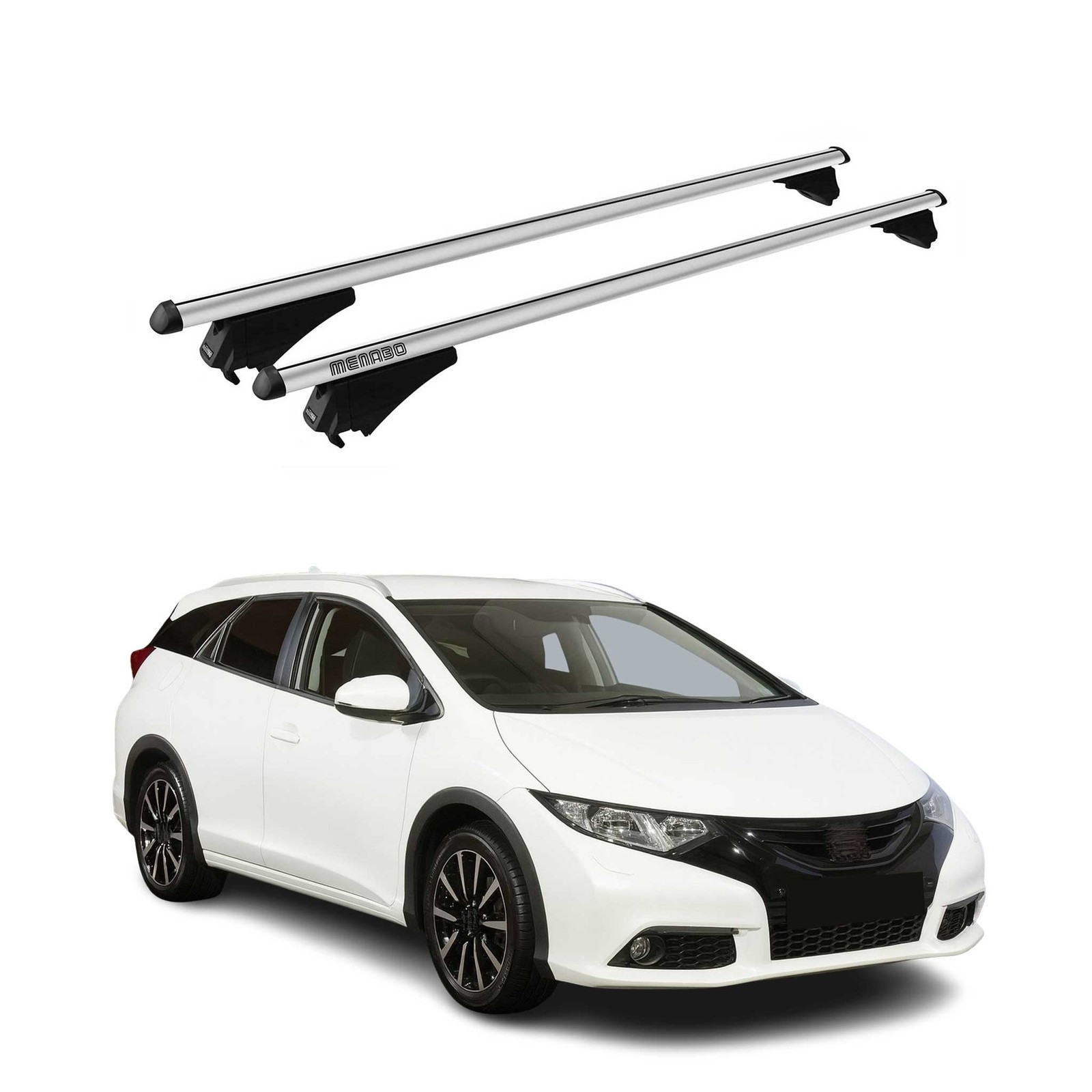 Barres de toit transversales verrouillables Tiger pour coffre de toit Honda Civic IX Break