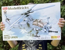 Marine Attack Helicopter Bell AH-1Z Viper Military Building Bricks Blocks NIB