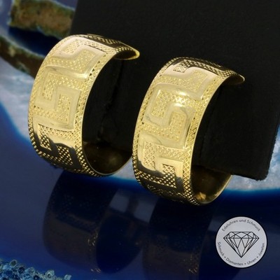 SONDERAKTION WERT 760,- Breite Greco Creolen Ohrringe 585 Gold 14 KT 20,2mm XXYY